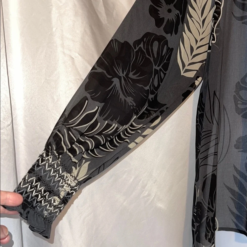 CAbi Aloha Black Long Sleeve Sheer Ruffled Blouse - Picture 6 of 16